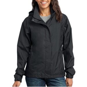 Eddie Bauer Black hooded Raincoat Size Small